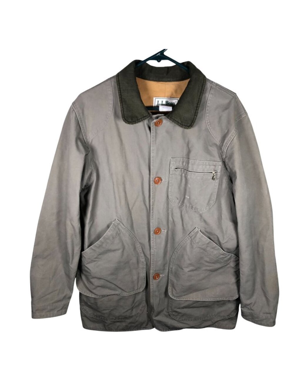 L.L. Bean Mens Chore Field Jacket Medium Green Button Front Heavyweight Outdoors
